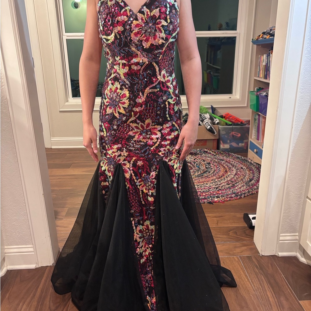 Vibrant Floral Sequin Jasz Prom Dress